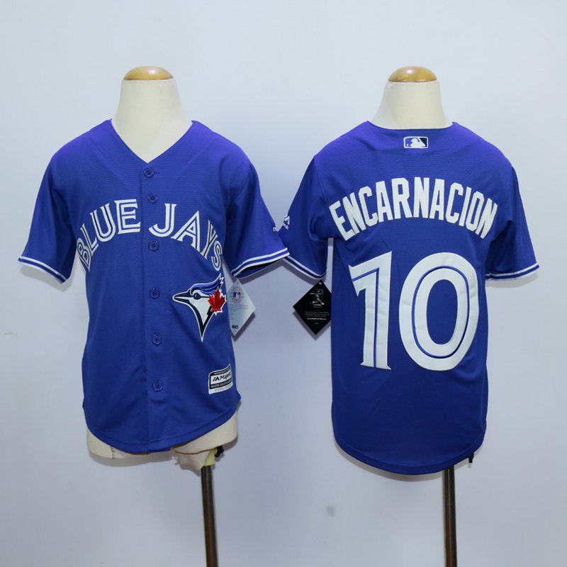 Youth Toronto Blue Jays #10 Encarnacion Blue MLB Jerseys->youth mlb jersey->Youth Jersey